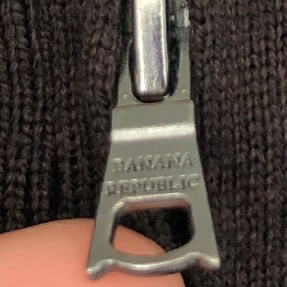 Banana Republic Quarter Zip Sweater Mens Large Brown 100% Merino Wool Mockneck - Picture 4 of 12